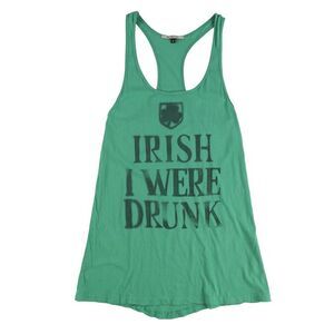 One Trick Pony Womens Irish I Were Drunk Racerback Tank Top, Green, NWT